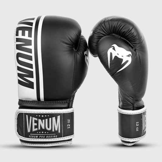 Venum Shield Pro Boxing Gloves with Velcro Black/White - The Fight Club