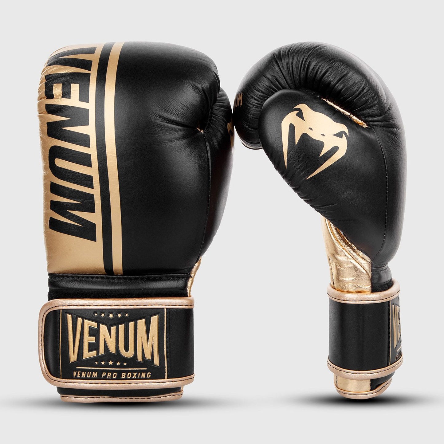 Venum Shield Pro Boxing Gloves Velcro Black/Gold - The Fight Club