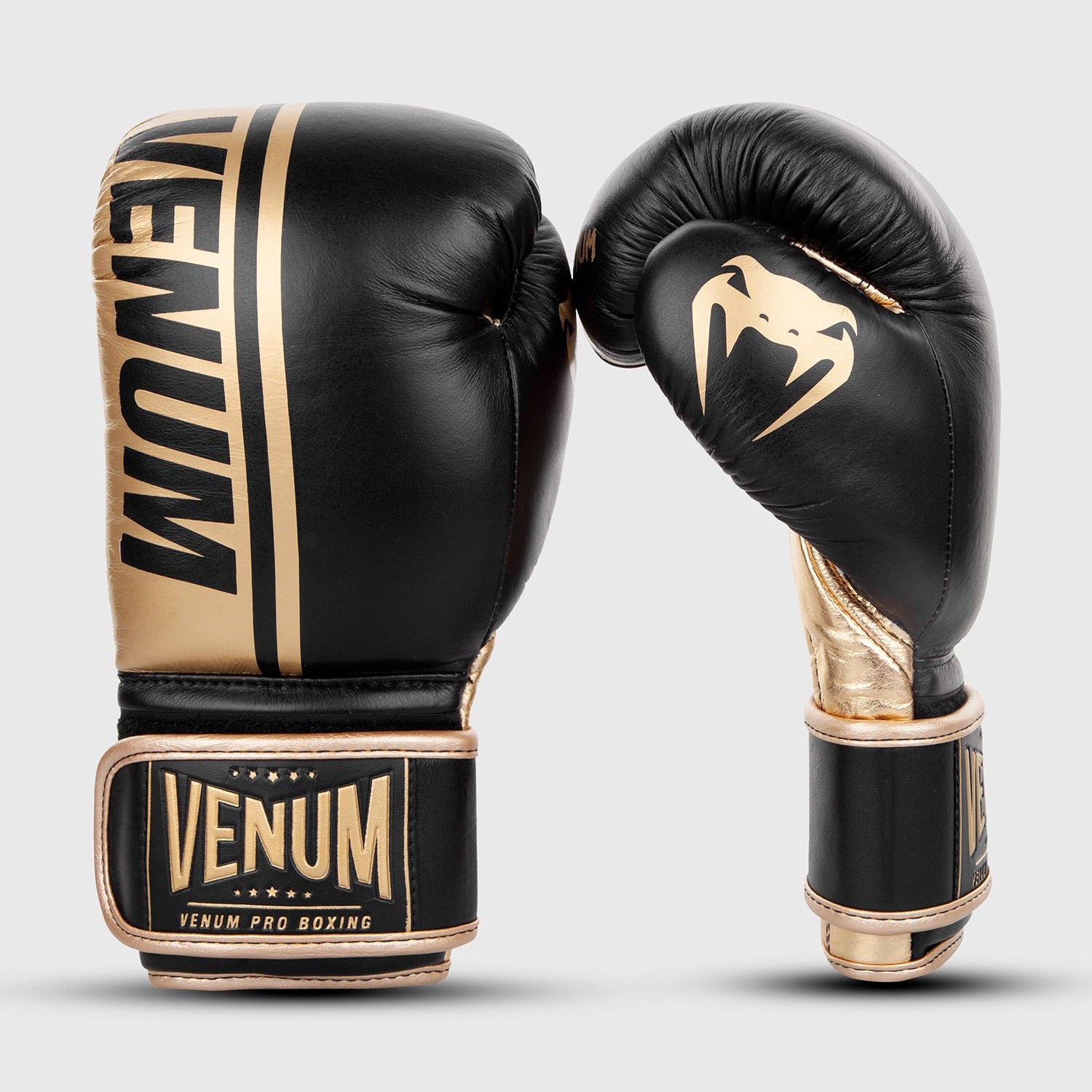 Venum Shield Pro Boxing Gloves Velcro Black/Gold - The Fight Club