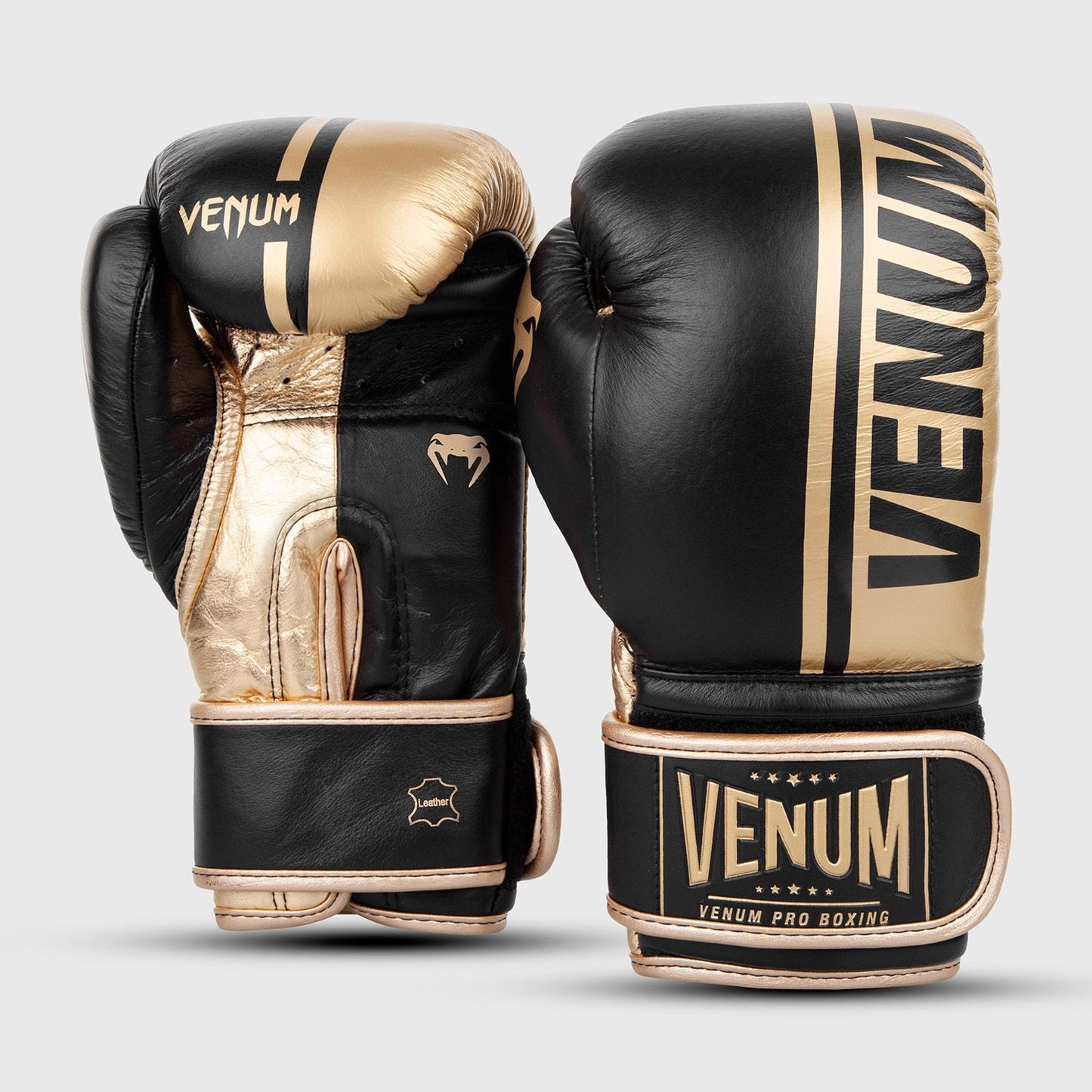Venum Shield Pro Boxing Gloves Velcro Black/Gold - The Fight Club