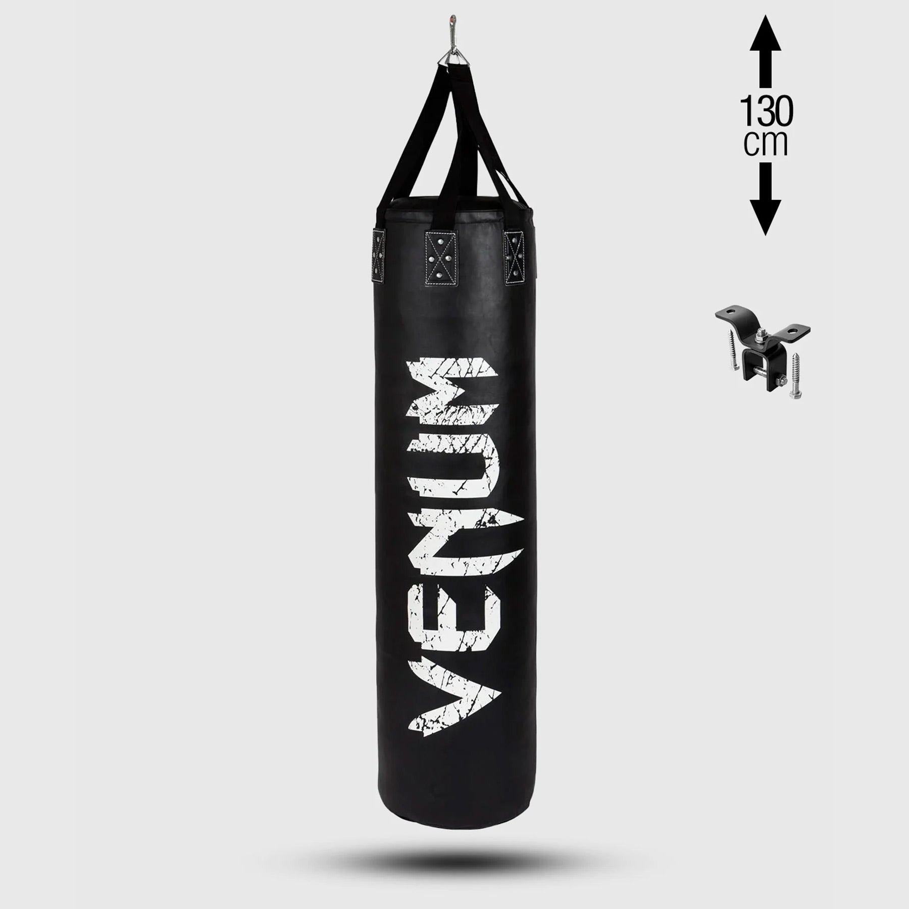 Venum Challenger Heavy Punching Bag 130cm + Ceiling Hook Black/White - The Fight Club
