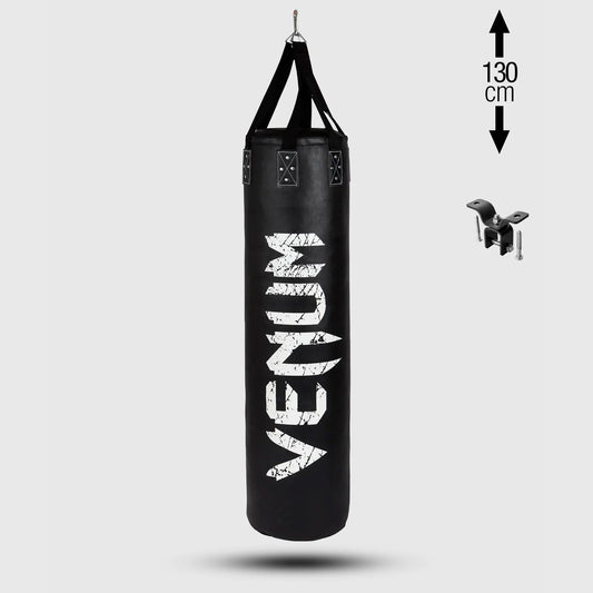 Venum Challenger Heavy Punching Bag 130cm + Ceiling Hook Black/White - The Fight Club