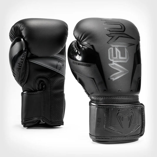 Venum Elite Evo Boxing Gloves - Black/Black - The Fight Club