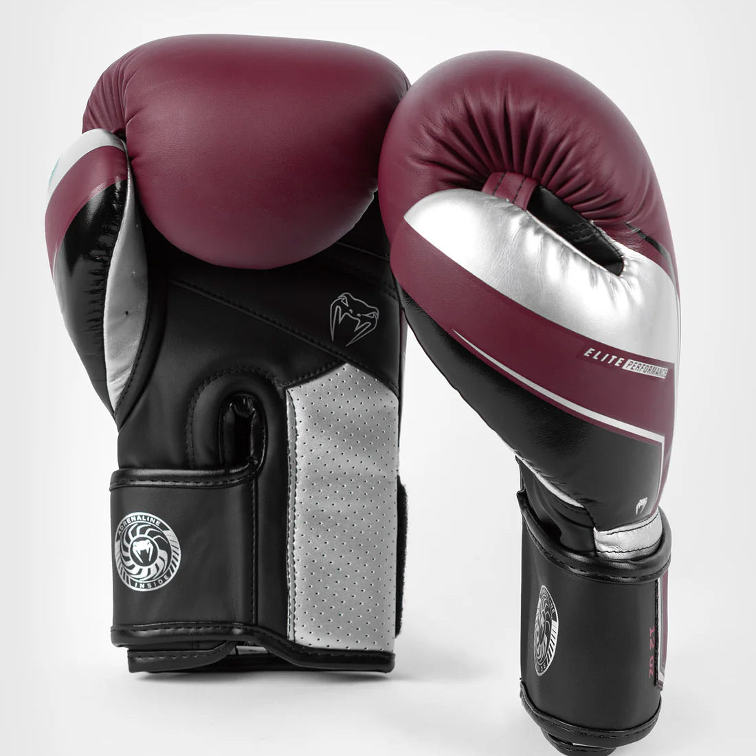 Venum Elite Evo Boxing Gloves - Burgundy/Silver - The Fight Club