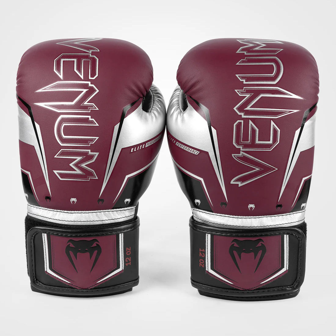 Venum Elite Evo Boxing Gloves - Burgundy/Silver - The Fight Club