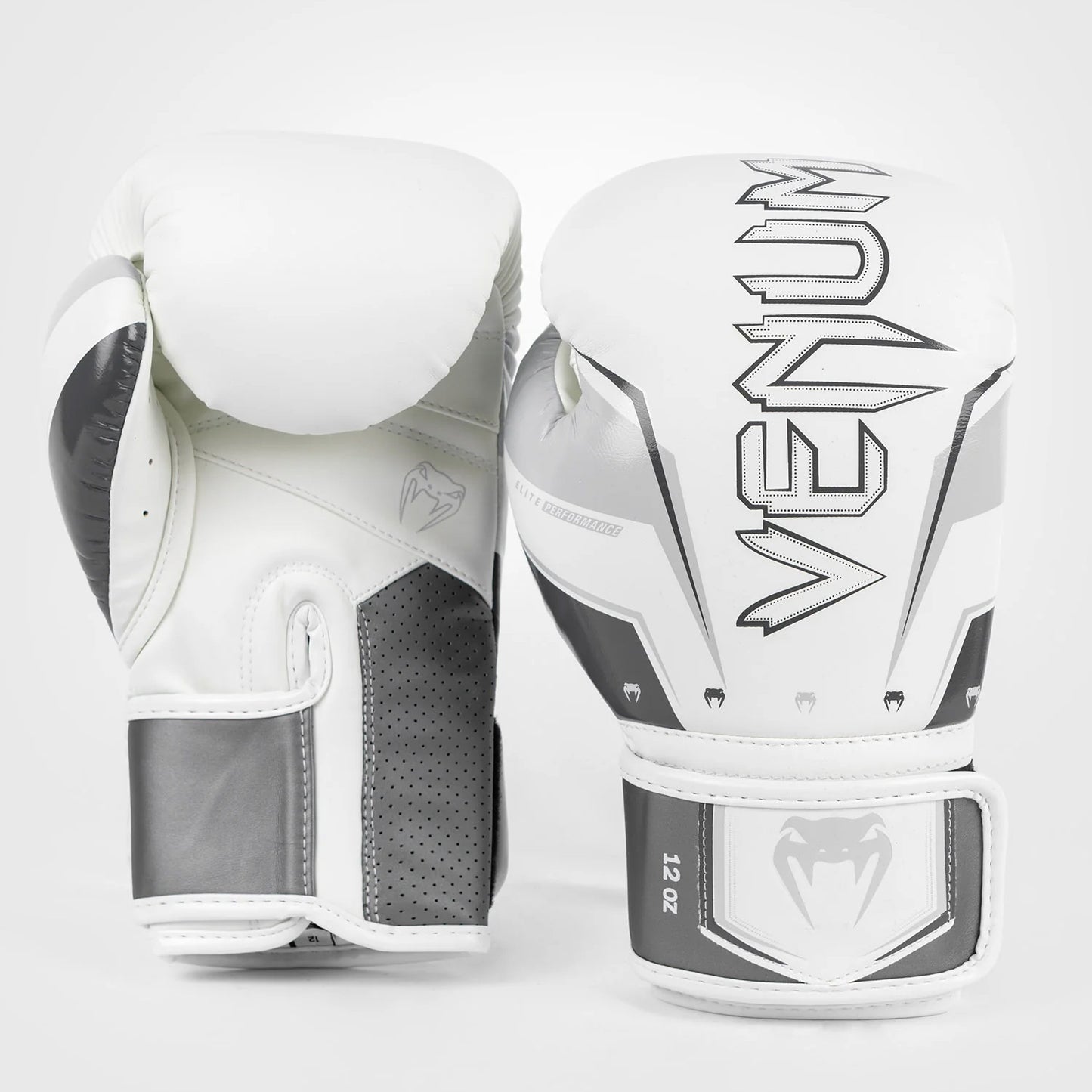 Venum Elite Evo Boxing Gloves - Grey/White - The Fight Club