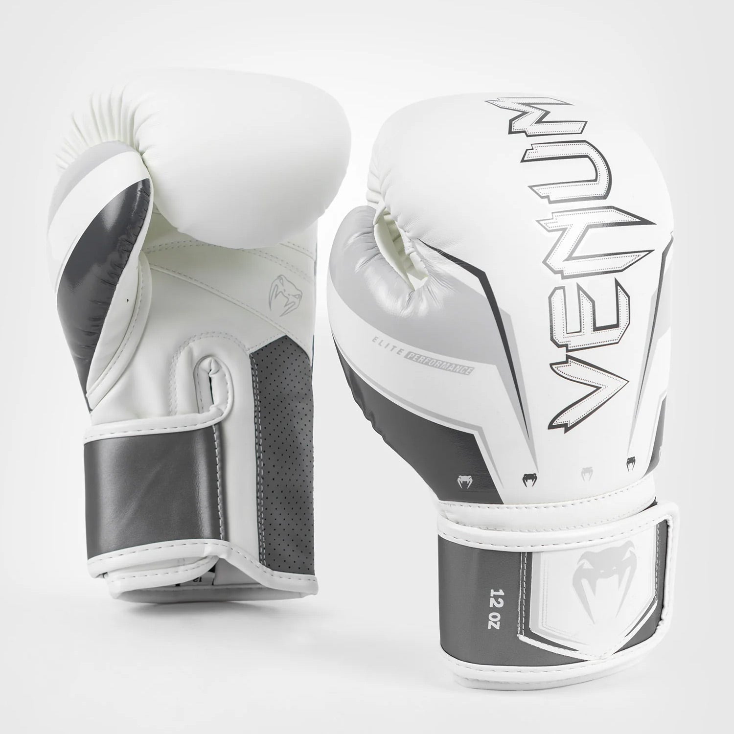 Venum Elite Evo Boxing Gloves - Grey/White - The Fight Club