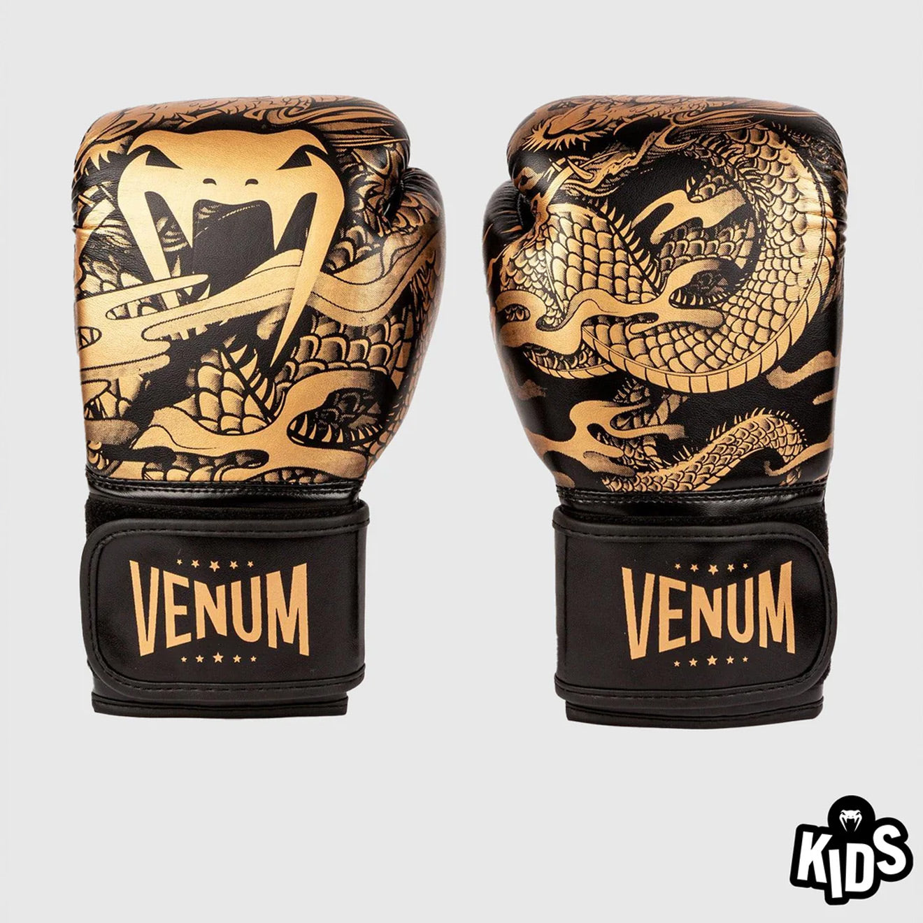 Venum Dragon's Flight Kids Boxing Gloves - Black/Bronze - The Fight Club