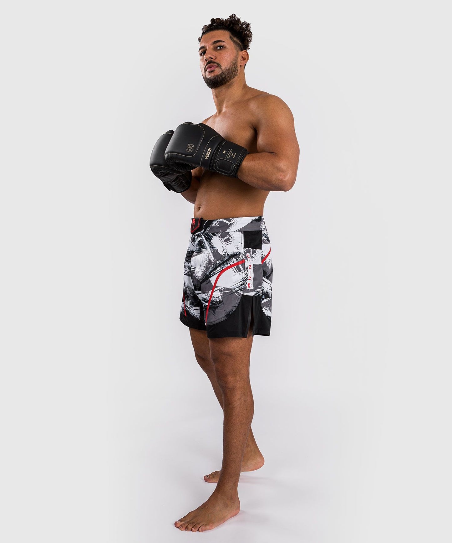 Venum Electron 3.0 Fight Shorts - Grey/Red - The Fight Club