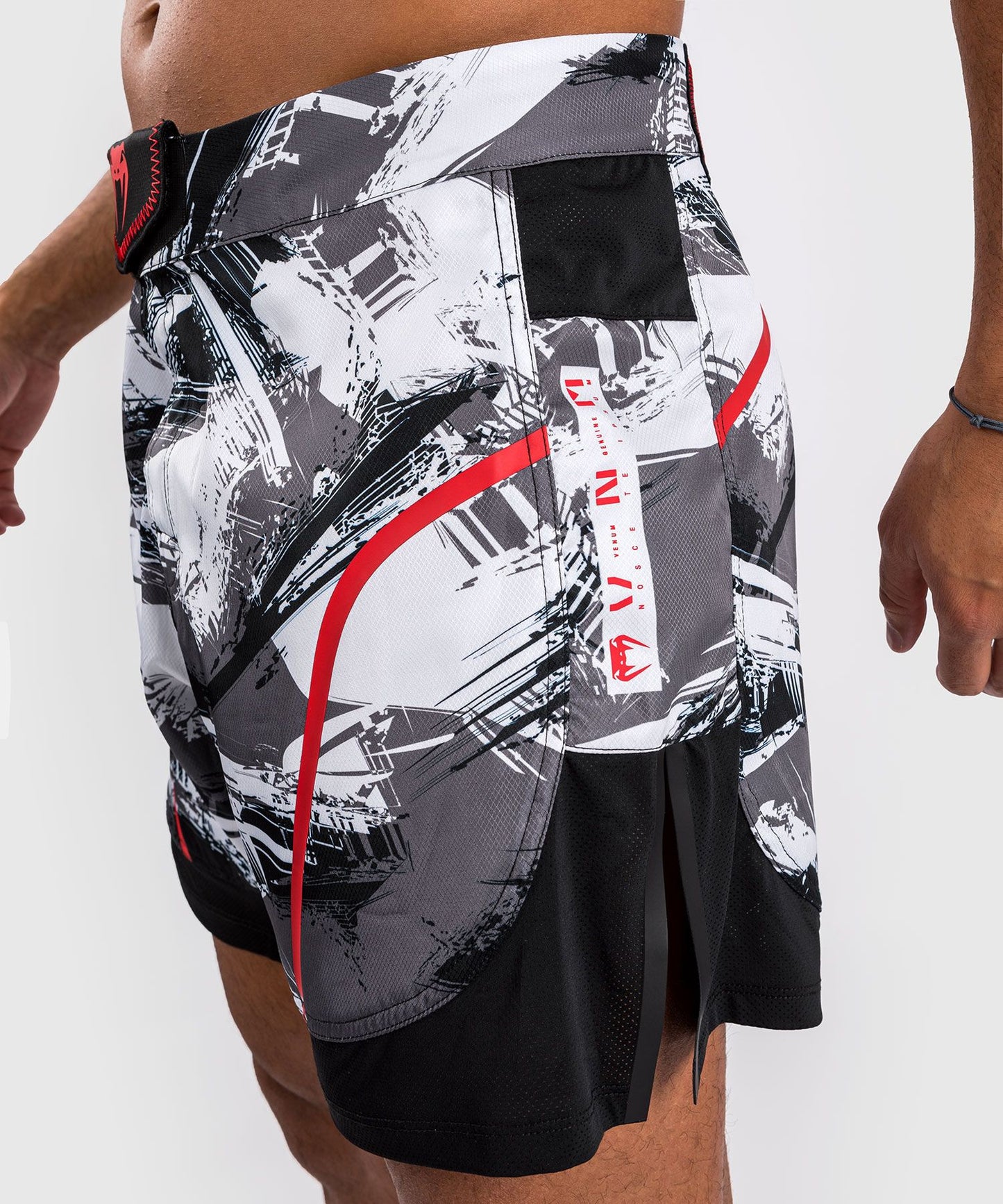 Venum Electron 3.0 Fight Shorts - Grey/Red - The Fight Club