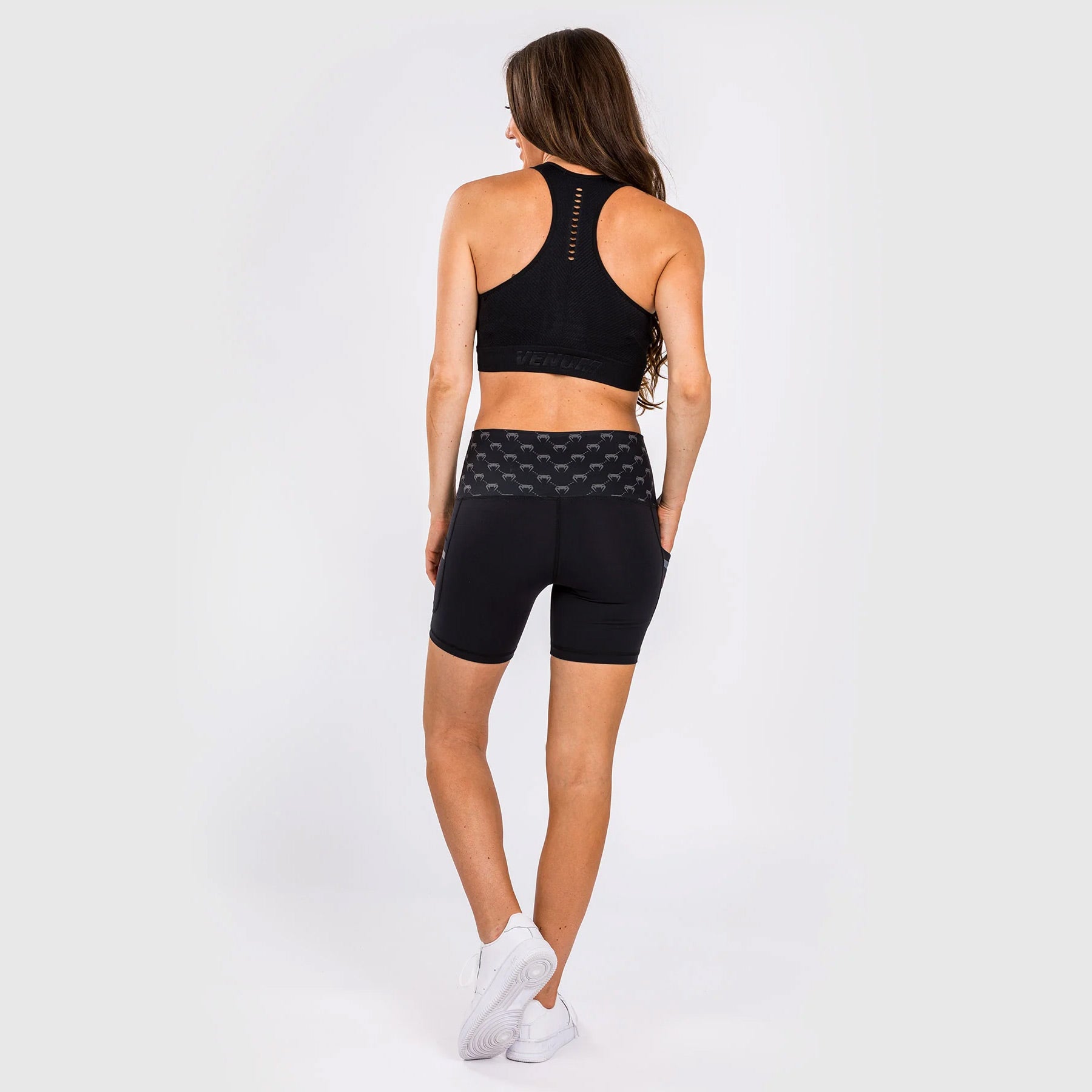 Venum Monogram Women's Compression Shorts - Black/Pink Gold - The Fight Club