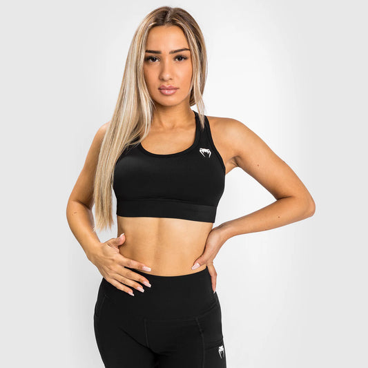 Venum Essential Medium Impact Sport Bras Black - The Fight Club