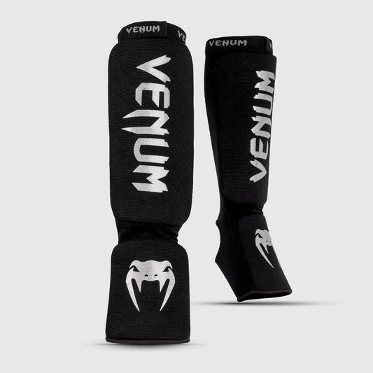 Venum Kontact Shin Guards - Black Silver - The Fight Club