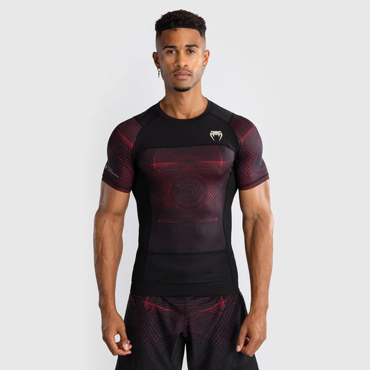 Venum G-Fit Air Men's Short Sleeve Rash Guard Deep Black/Fire Red - The Fight Club