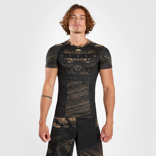 Venum Gorilla Jungle Rash Guard - Black/Sand - The Fight Club