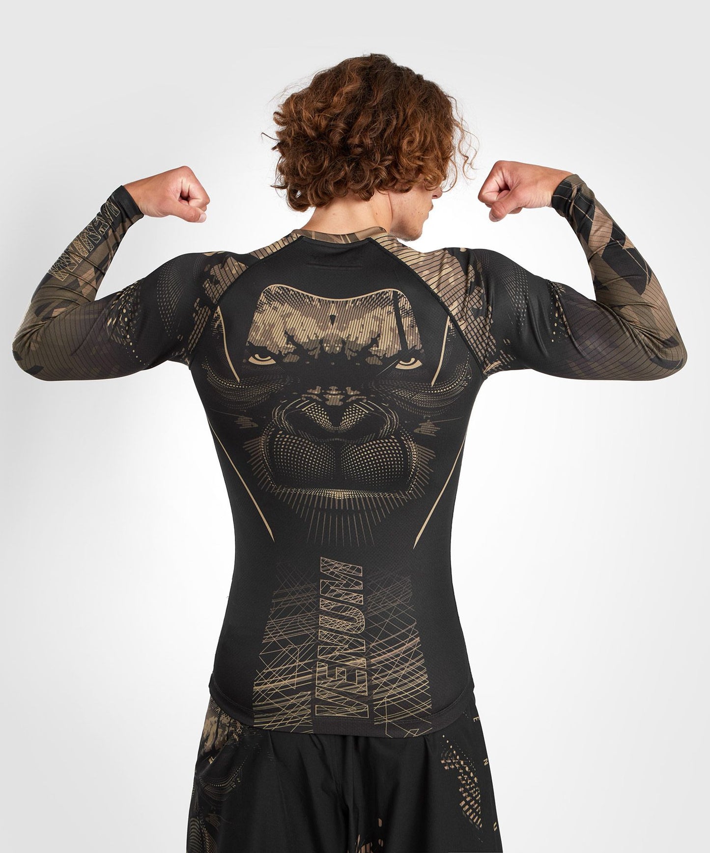 Venum Gorilla Jungle Rash Guard Long Sleeve - Black/Sand - The Fight Club