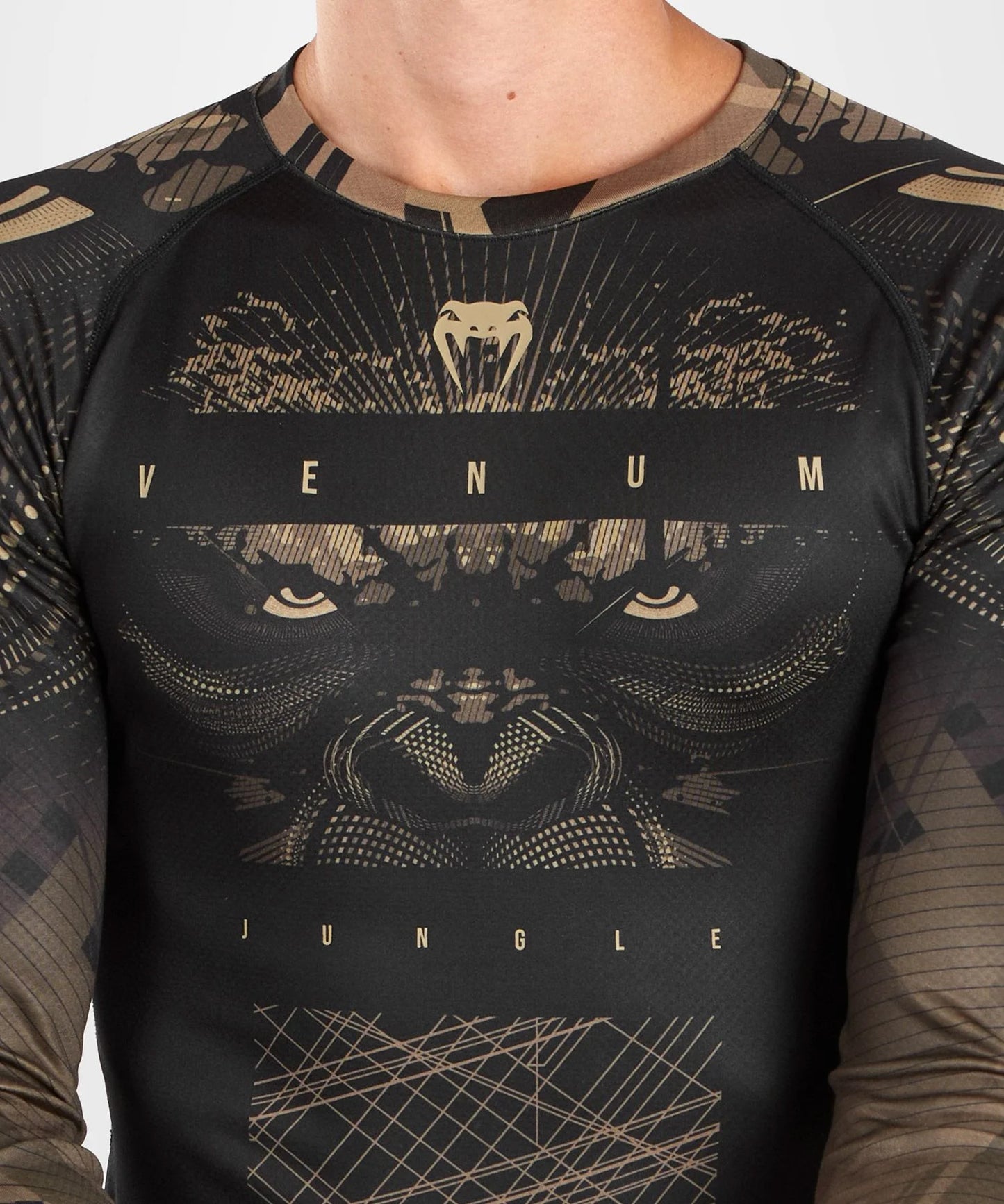 Venum Gorilla Jungle Rash Guard Long Sleeve - Black/Sand - The Fight Club