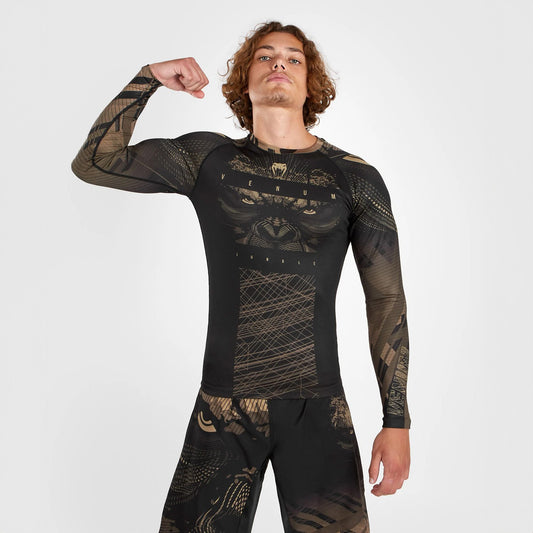 Venum Gorilla Jungle Rash Guard Long Sleeve - Black/Sand - The Fight Club