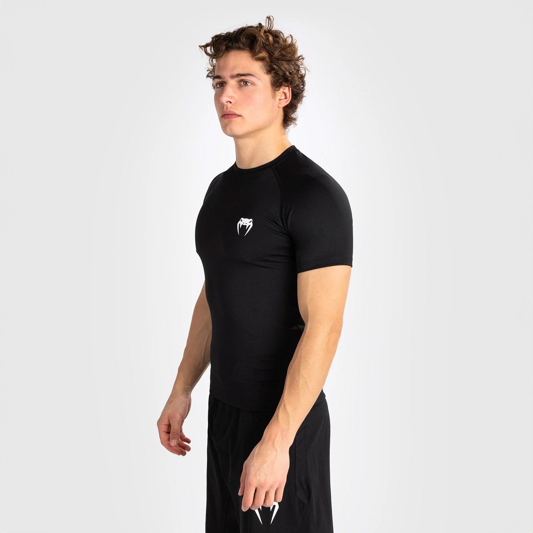 Venum Contender Men's Short Sleeve Rash Guard - Black/White - The Fight Club