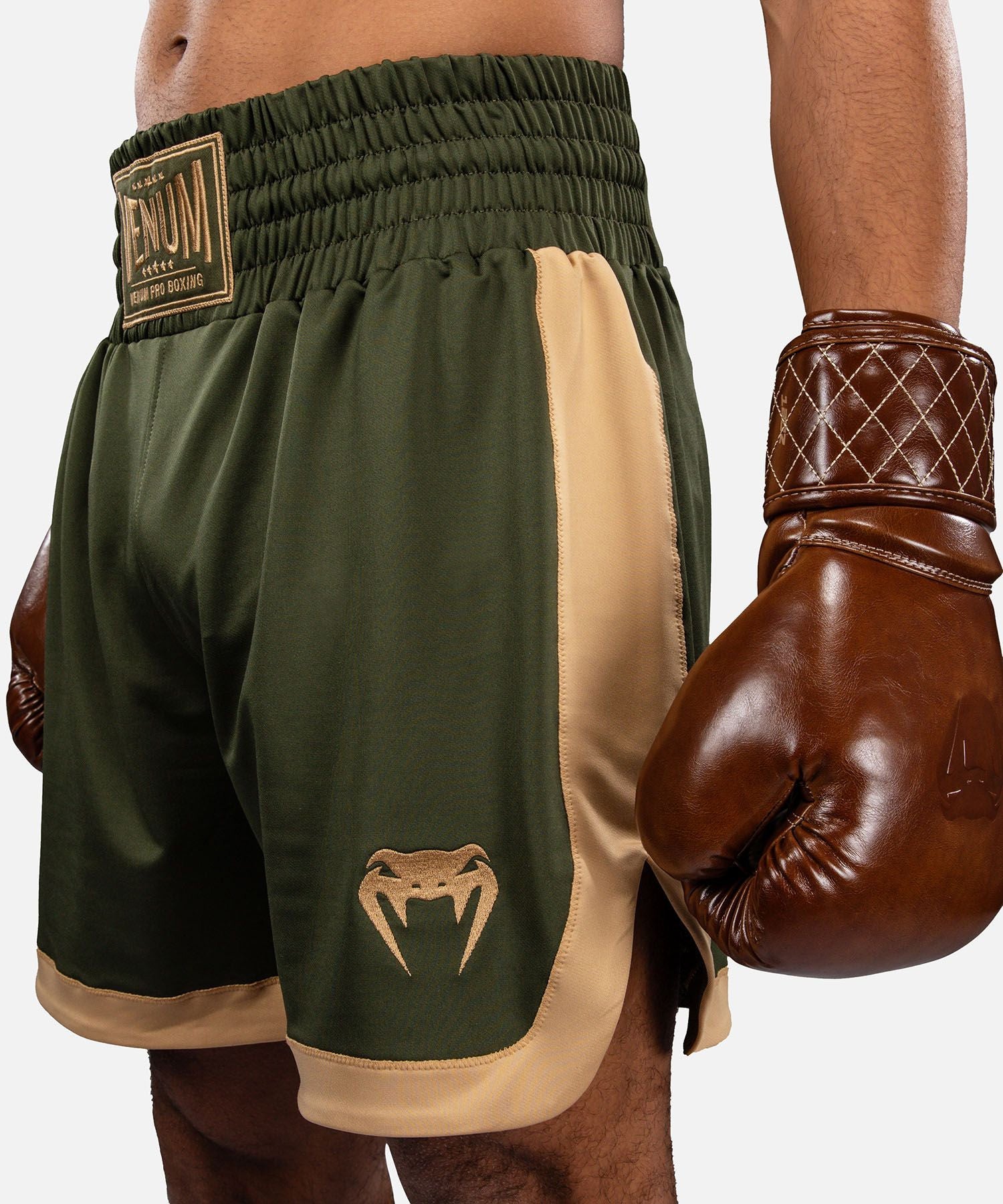 Venum Classic Boxing Shorts Military Green/Sand - The Fight Club