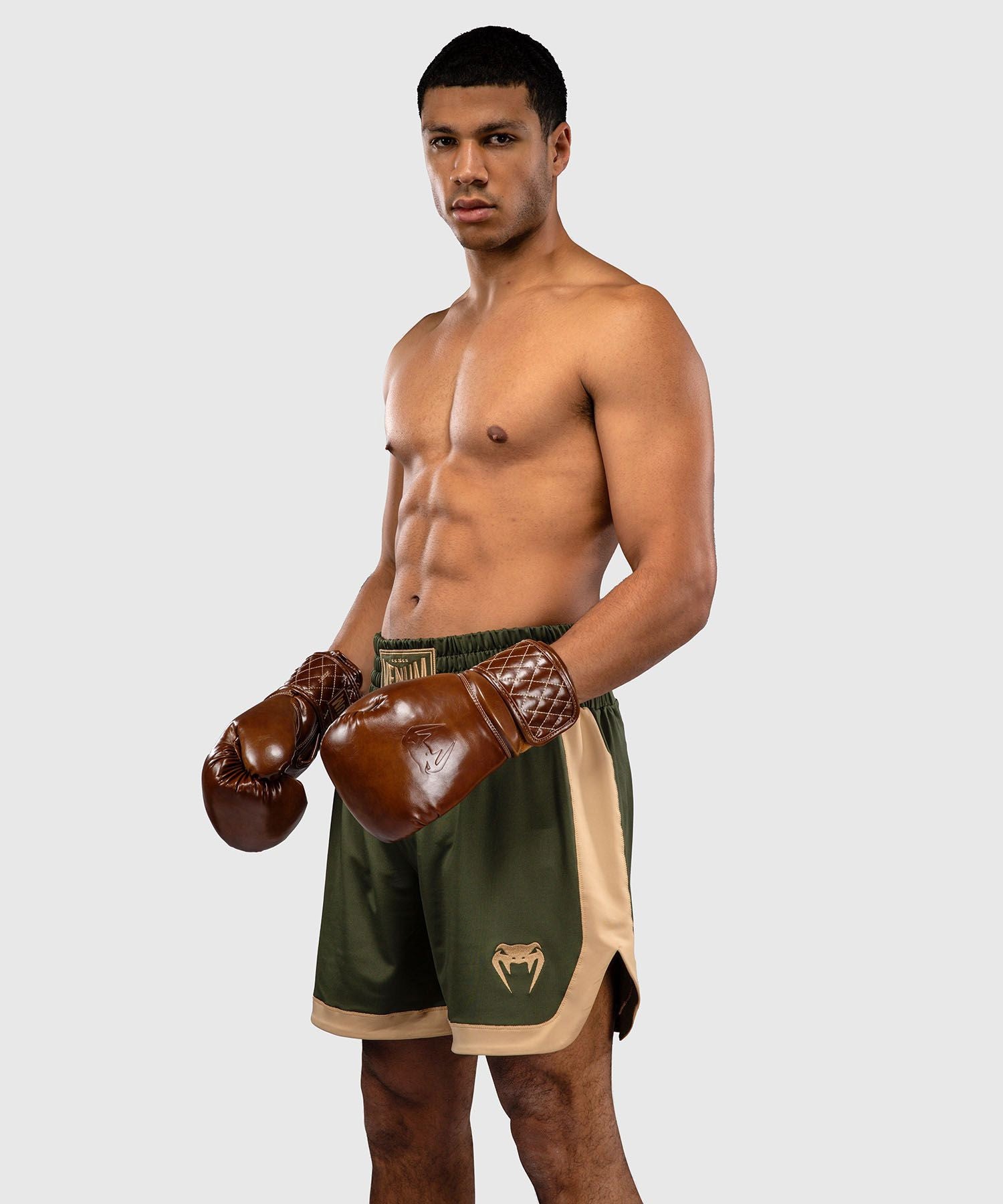 Venum Classic Boxing Shorts Military Green/Sand - The Fight Club