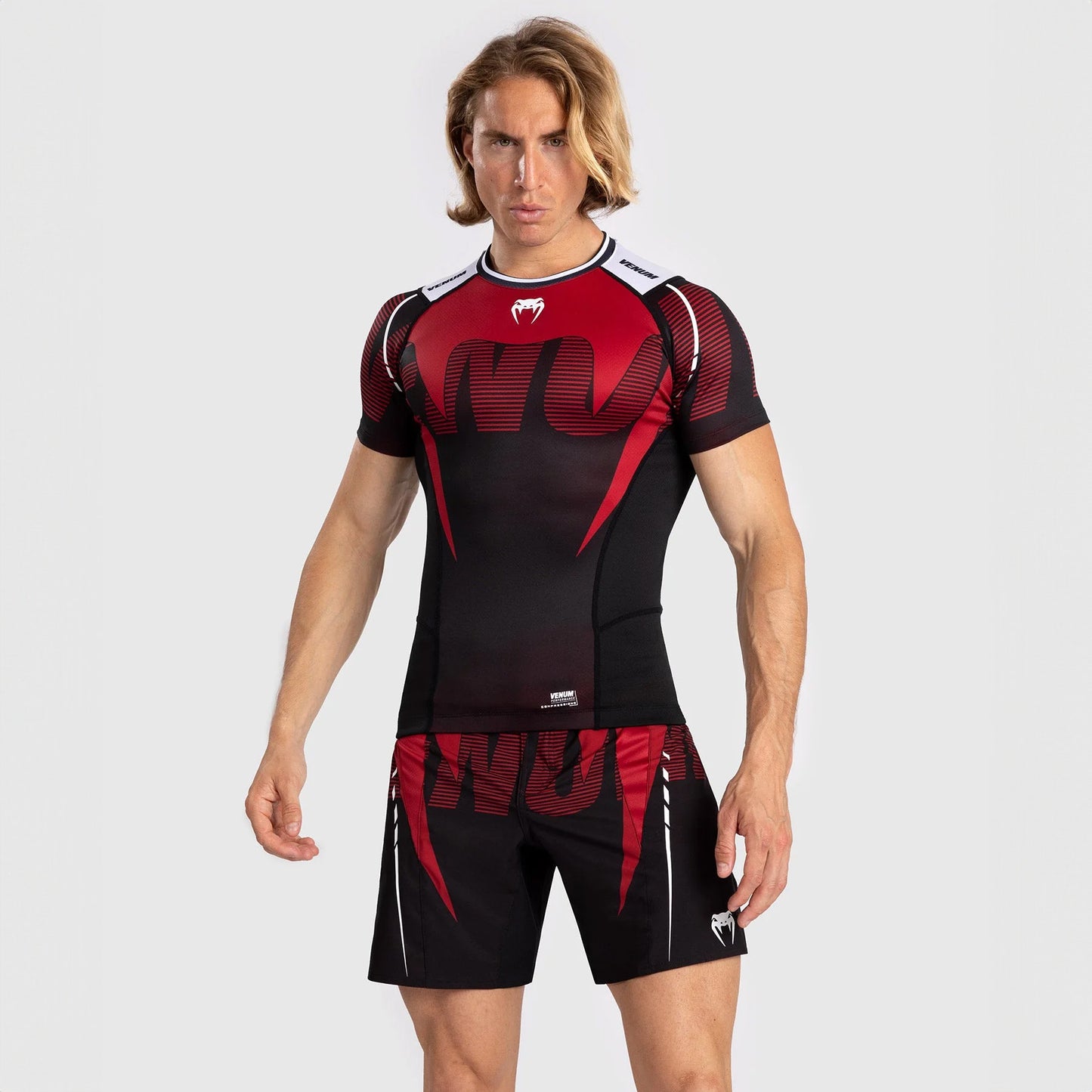 Venum Adrenaline Men's Short Sleeve Rash Guard - Red - The Fight Club