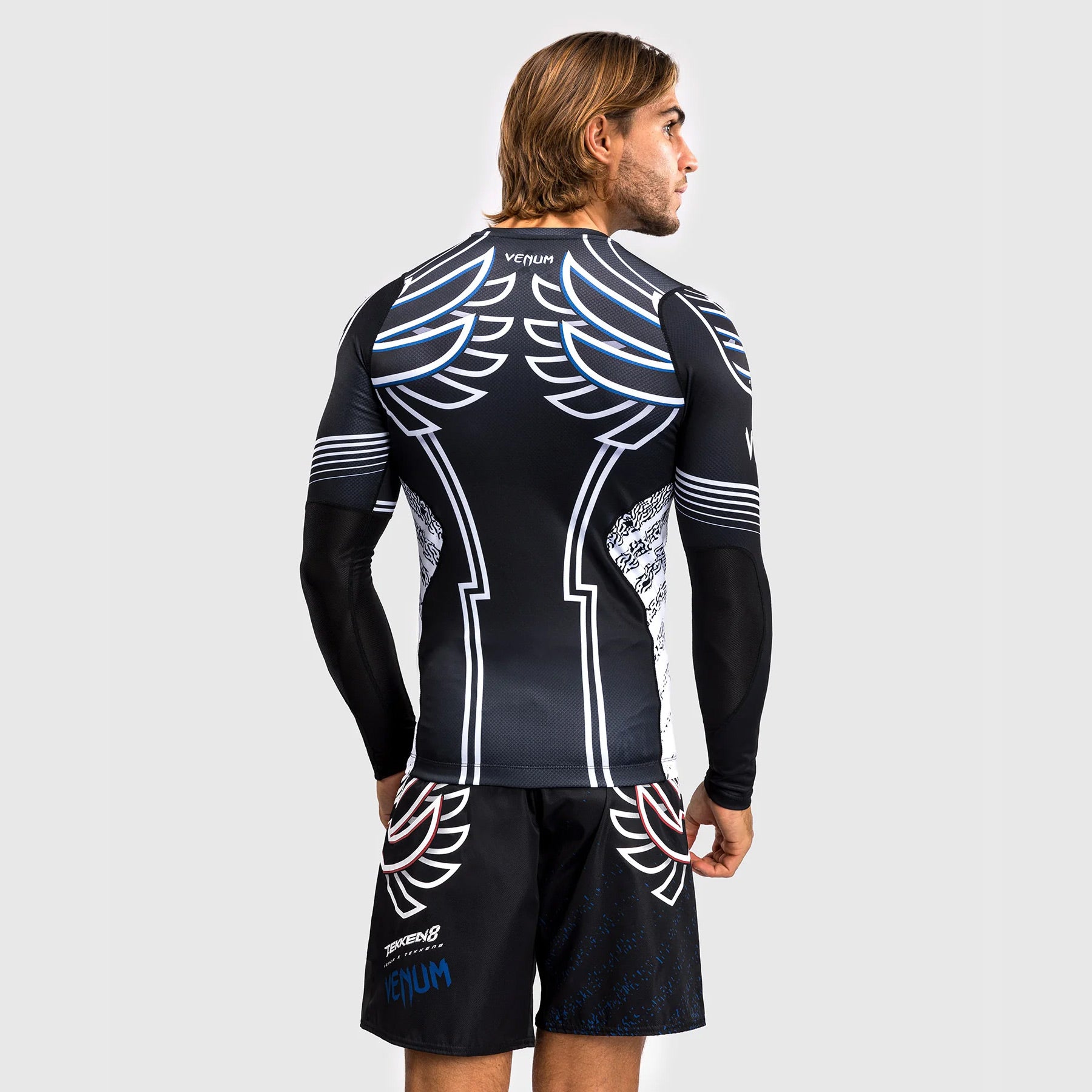 Venum x TEKKEN 8 - Jin Kazama Rash Guard Long Sleeve Blue/Black/White - The Fight Club