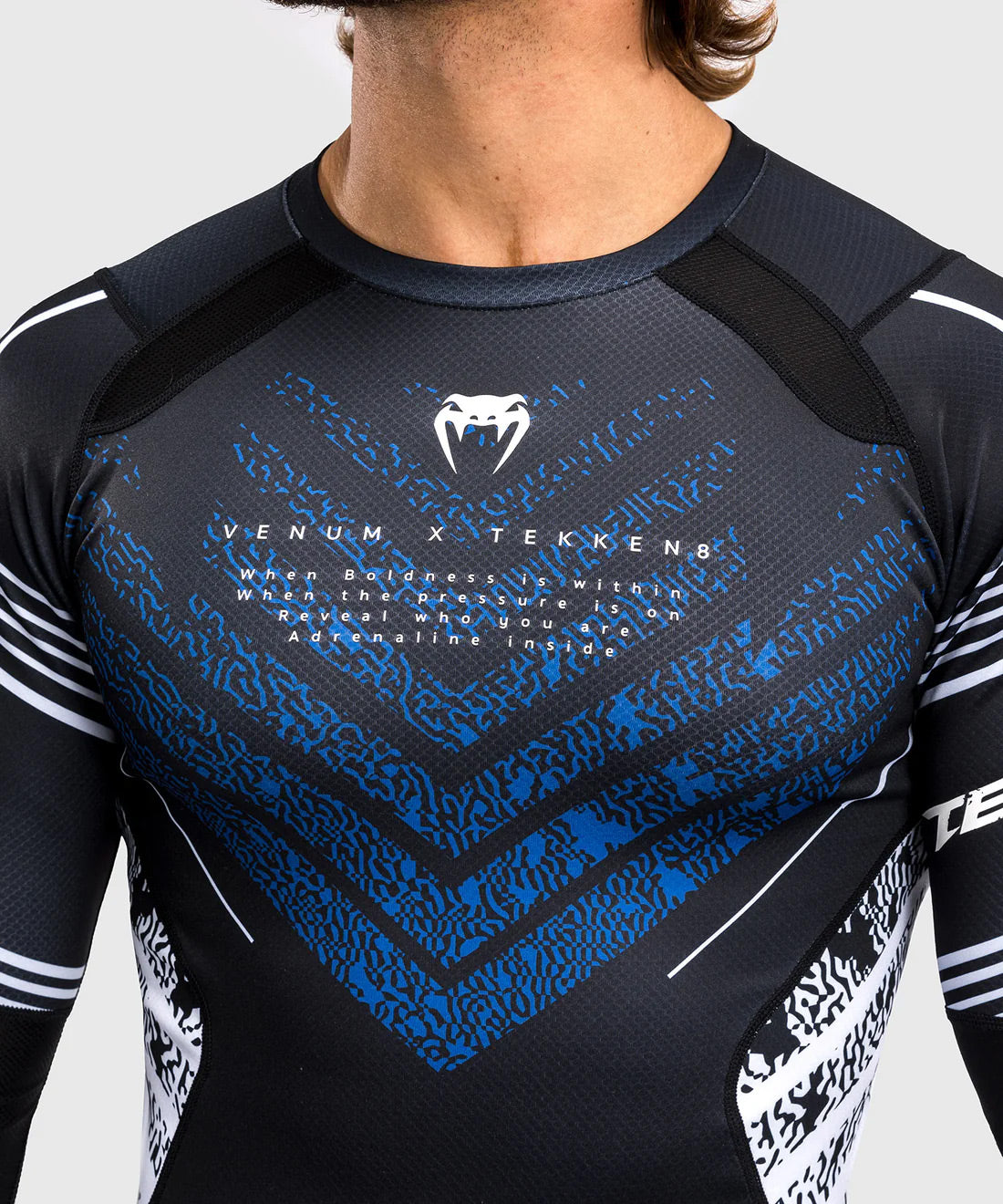 Venum x TEKKEN 8 - Jin Kazama Rash Guard Long Sleeve Blue/Black/White - The Fight Club