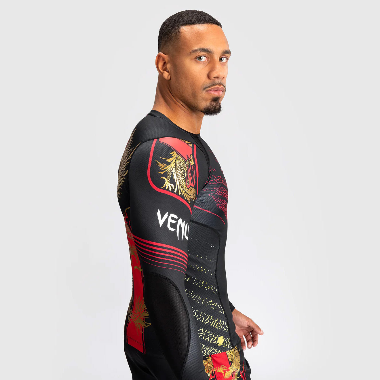 Venum x TEKKEN 8 - Marshall Law Rash Guard Long Sleeve Black/Red/Gold - The Fight Club