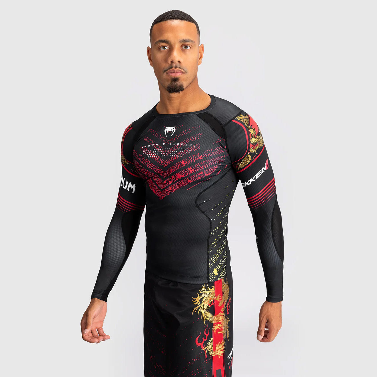 Venum x TEKKEN 8 - Marshall Law Rash Guard Long Sleeve Black/Red/Gold - The Fight Club