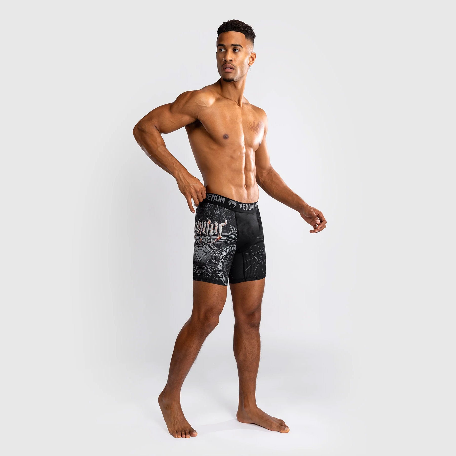 Venum Gladiator 5.0 Men's Vale Tudo Shorts Black/Silver - The Fight Club