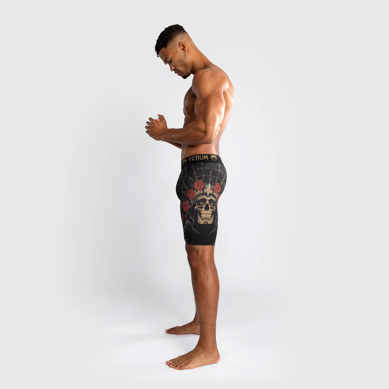 Venum Santa Muerte 5.0 Men's Vale Tudo Shorts Deep Black/Gold - The Fight Club