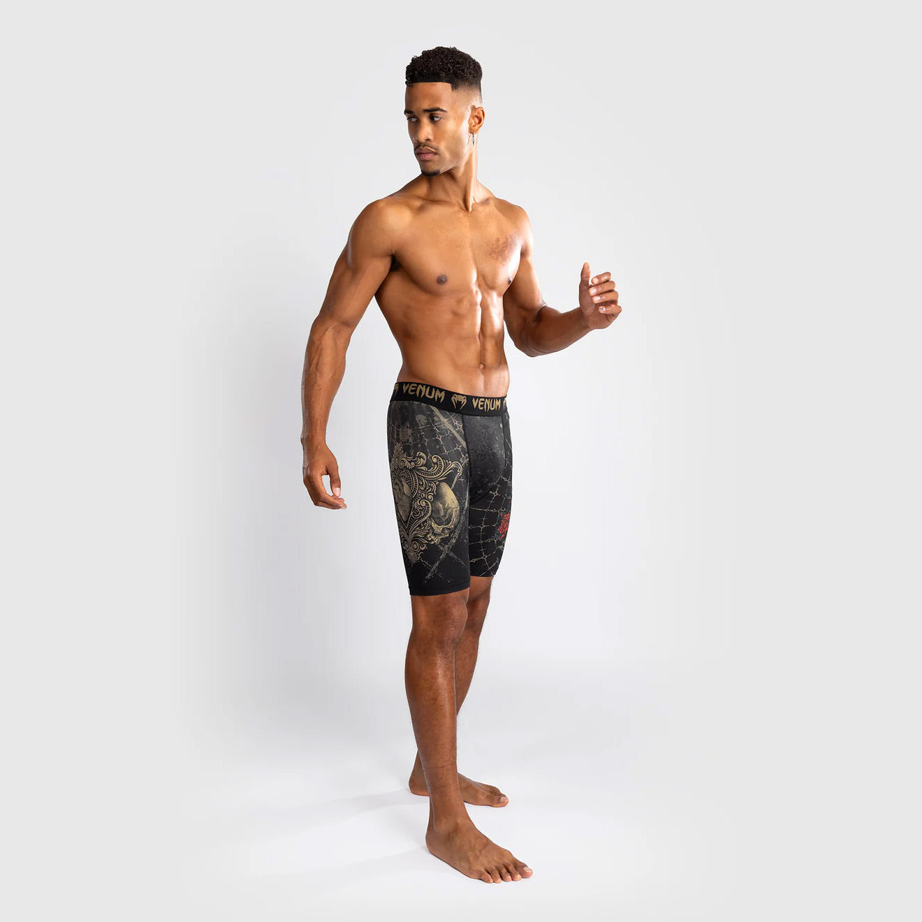 Venum Santa Muerte 5.0 Men's Vale Tudo Shorts Deep Black/Gold - The Fight Club