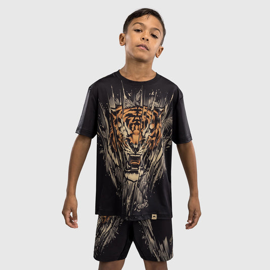 Venum Tiger Kids Dry Tech T-Shirt Black/Neon Orange - The Fight Club