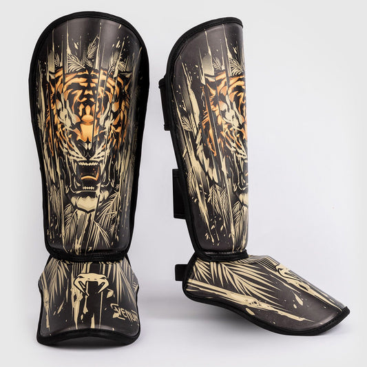 Venum Tiger Kids Shin Guards Black/Neon Orange - The Fight Club