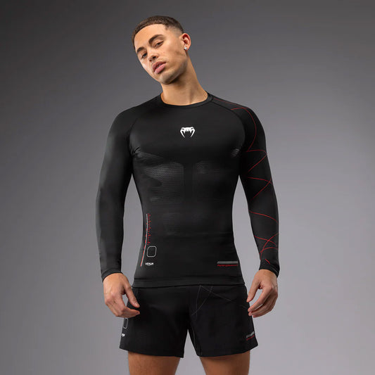Venum Tactical XT Men's Long Sleeve Rash Guard Black/Fire Red - The Fight Club