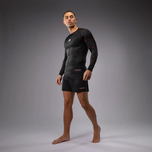 Venum Tactical XT Men's Long Sleeve Rash Guard Black/Fire Red - The Fight Club