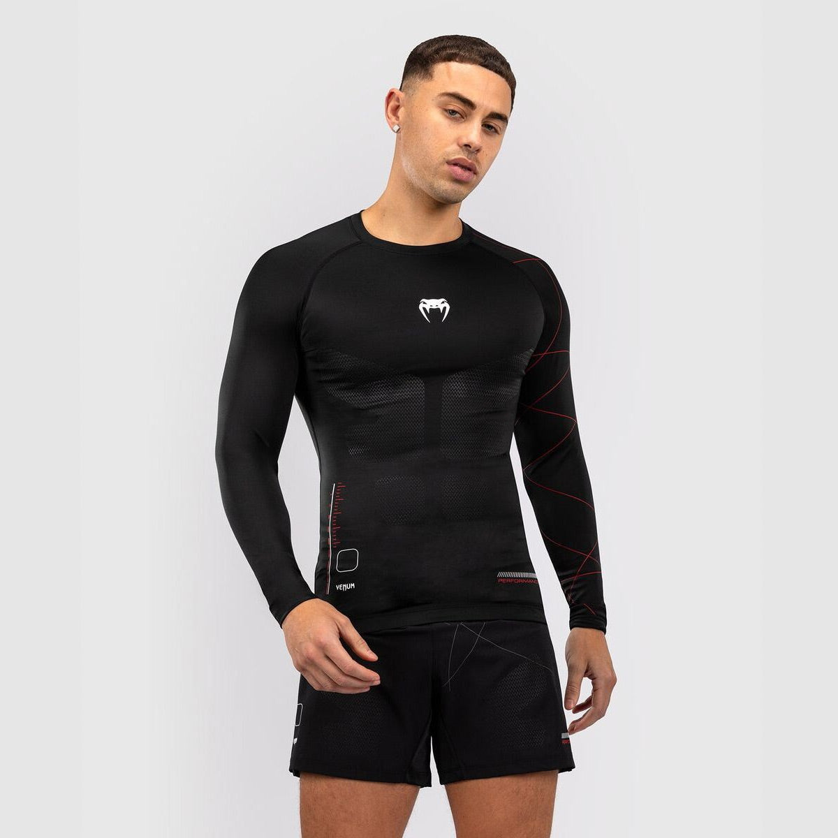 Venum Tactical XT Men's Long Sleeve Rash Guard Black/Fire Red - The Fight Club