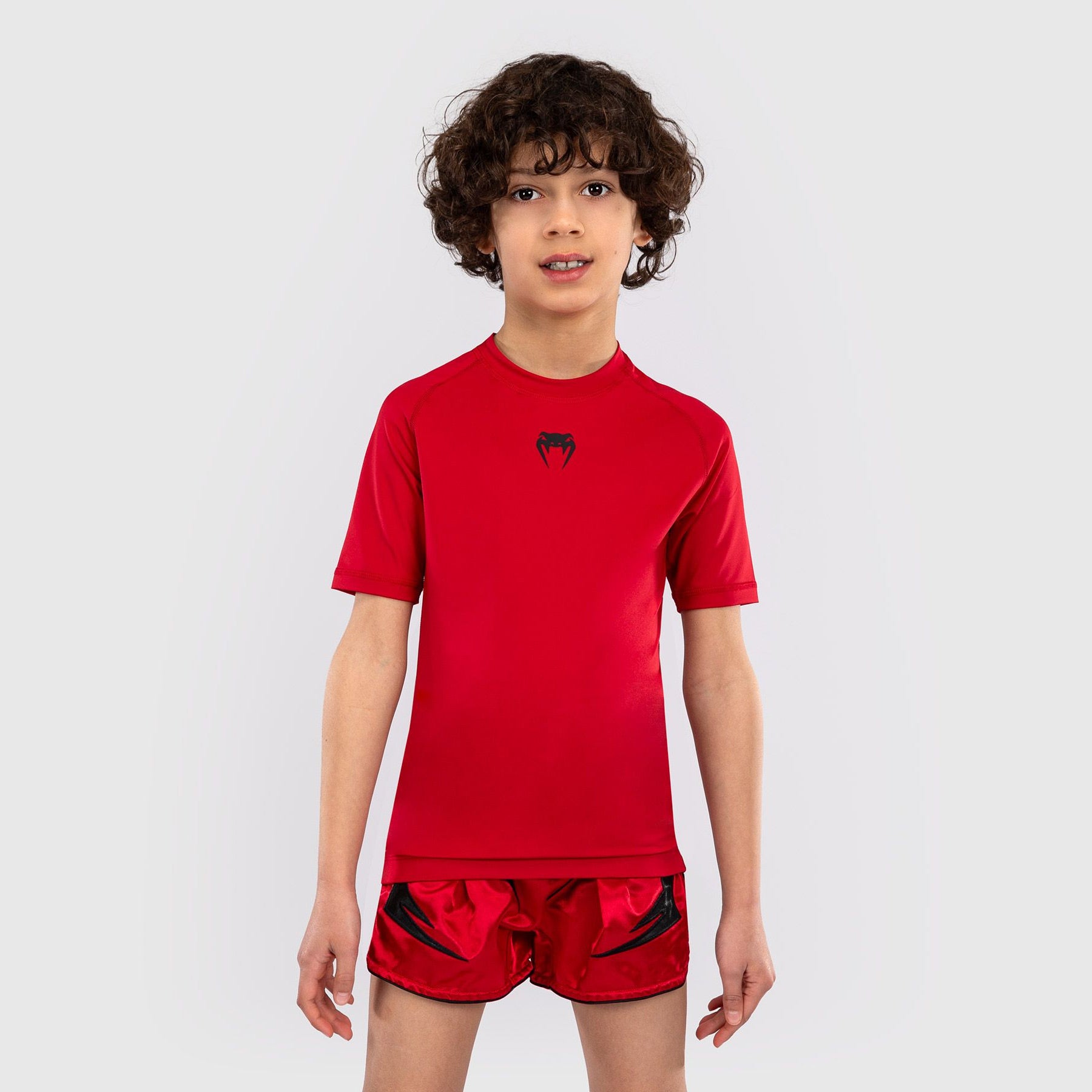 Venum Contender Kids Rash Guards Short Sleeves Cherry Red - The Fight Club