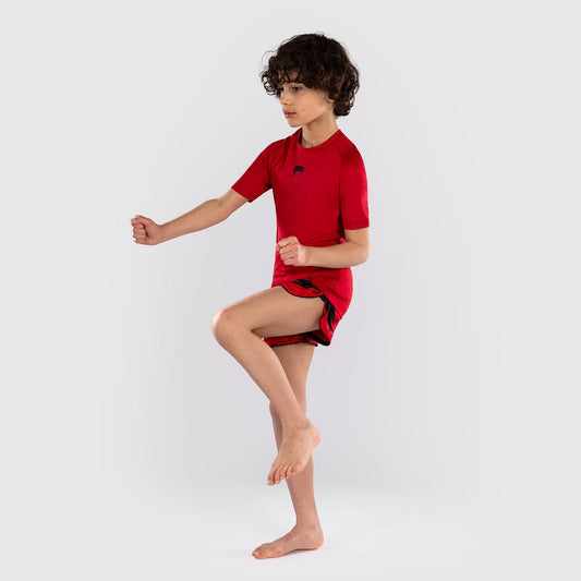Venum Contender Kids Rash Guards Short Sleeves Cherry Red - The Fight Club