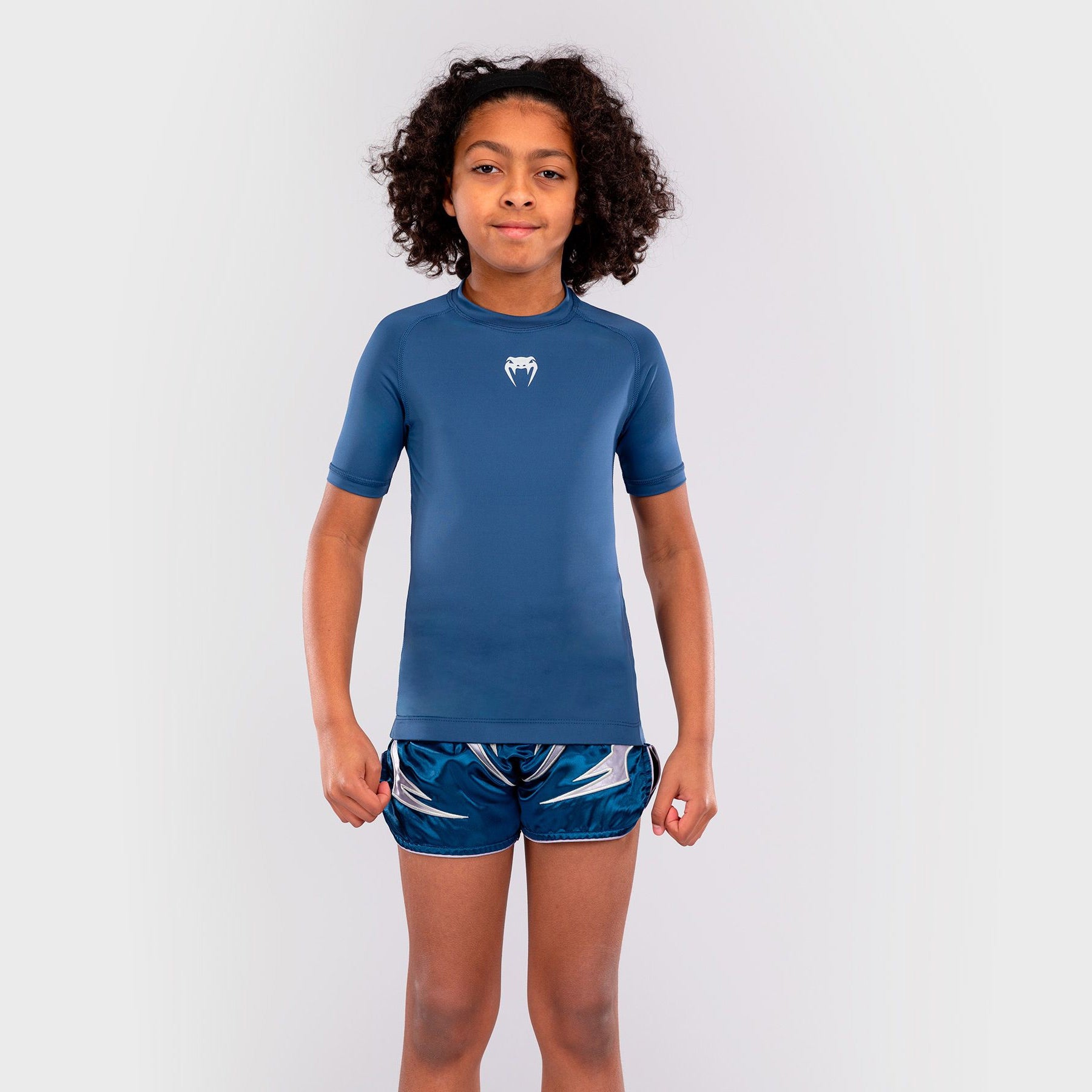 Venum Contender Kids Rash Guard Short Sleeves Royal Blue - The Fight Club