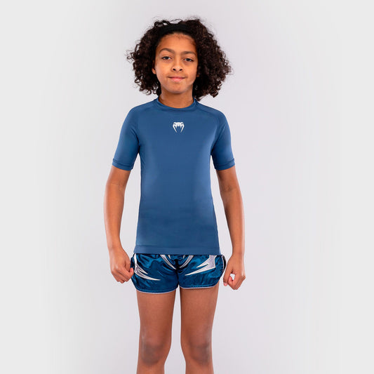 Venum Contender Kids Rash Guard Short Sleeves Royal Blue - The Fight Club
