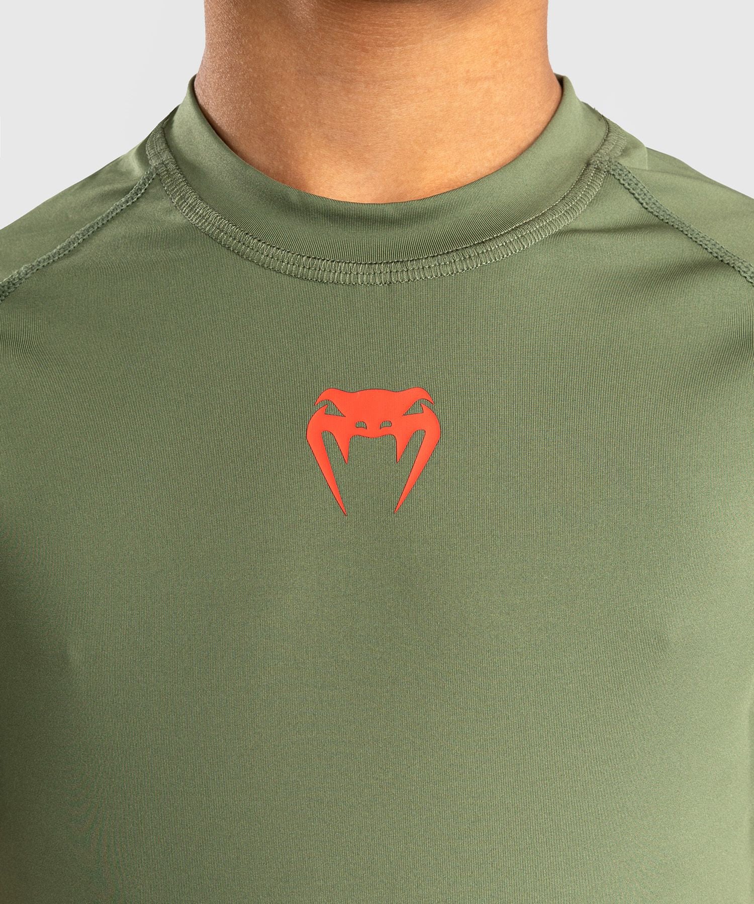 Venum Contender Kids Rash Guard Short Sleeves Army Green/Orange - The Fight Club