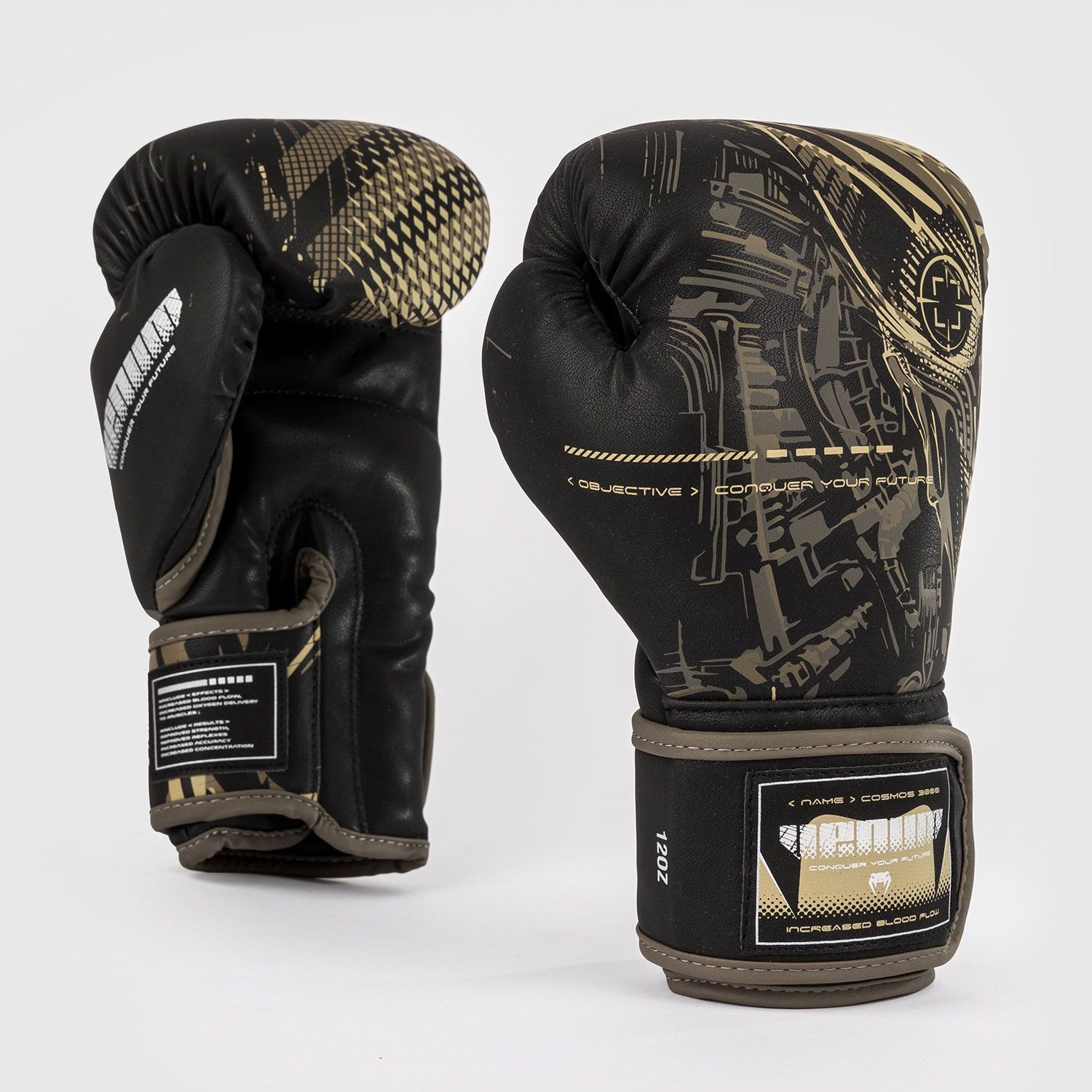 Venum Invader Boxing Gloves Black/Sand - The Fight Club