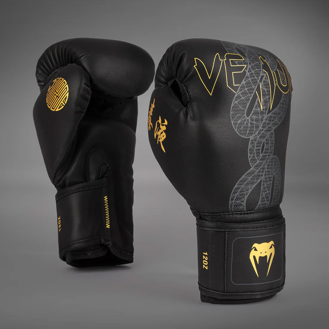 Venum Serpenti Boxing Gloves Black/Silver/Gold - The Fight Club