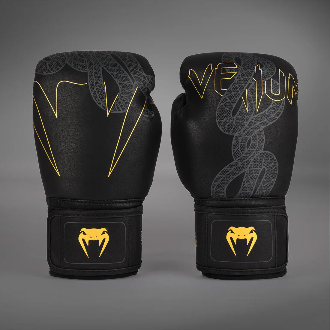 Venum Serpenti Boxing Gloves Black/Silver/Gold - The Fight Club