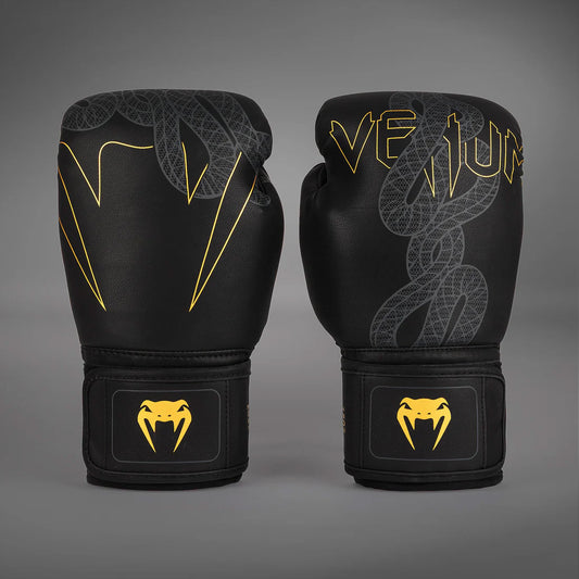 Venum Serpenti Boxing Gloves Black/Silver/Gold - The Fight Club