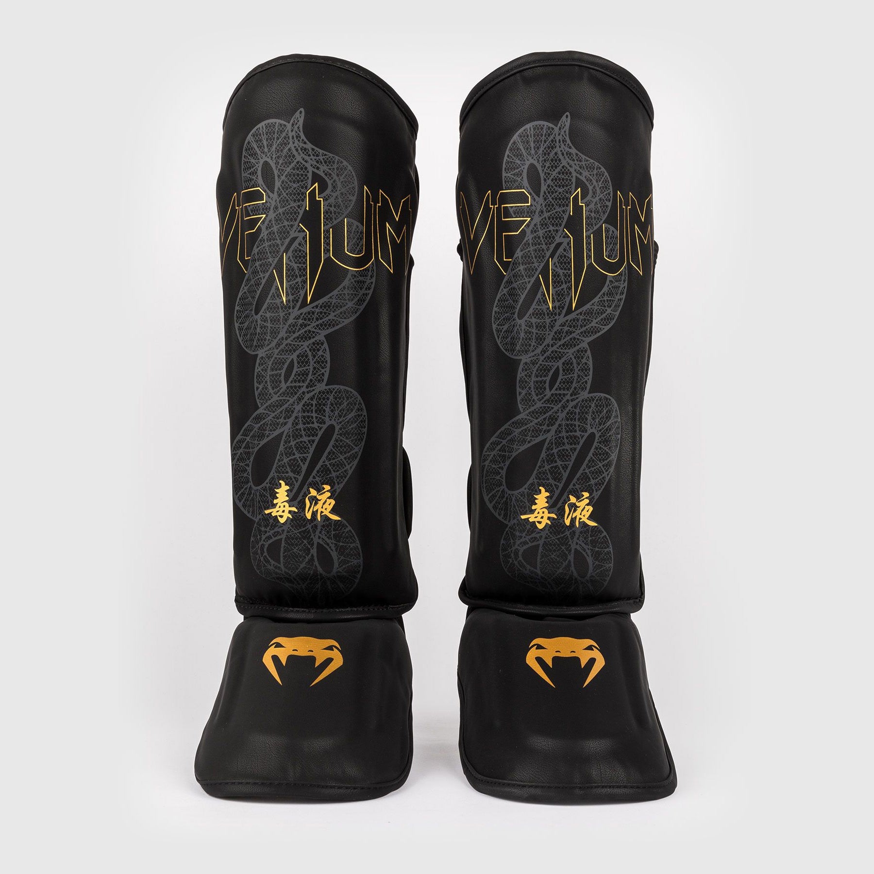 Venum Serpenti Shin Guards Black/Silver/Gold - The Fight Club
