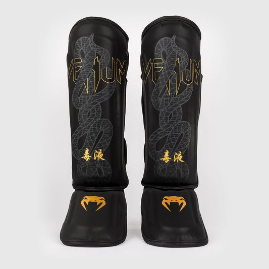 Venum Serpenti Shin Guards Black/Silver/Gold - The Fight Club