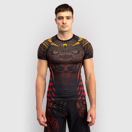 Venum Quetzal Fury Short Sleeve Rash Guard Black/Fury Red/Tangerine - The Fight Club